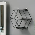 thumbnail image 2 of Estantes flotantes de pared, estantes nórdicos de hierro forjado con rejilla hexagonal para pared negro, 2 of 8