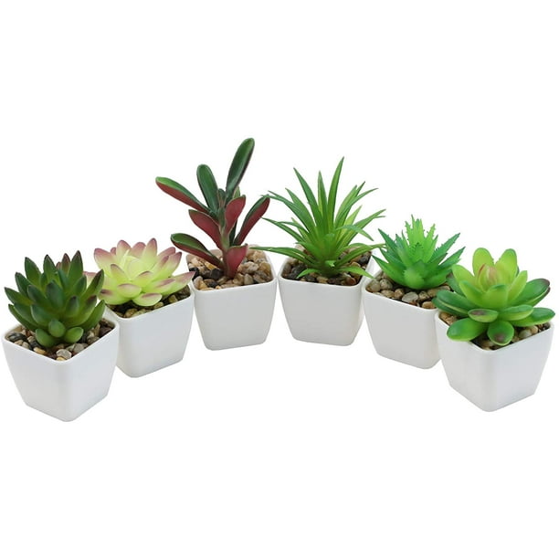 Mini Fake Succulent Plants Artificial Plastic Potted Succulents