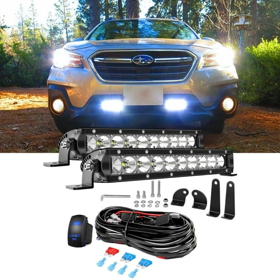 Nilight Led Light Bar 2Pcs 11inch 50W Super Slim Spot Flood Combo 5000LM 3D Driving Fog Off-Road Lights Pods with Wiring Harness Kit-2 Lead for Trucks Pickup SUV ATV UTV Boat 4x4 Van Camper