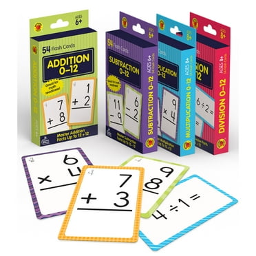 Brighter Child 4-Pack Math Flash Card Bundle (216 cards) Grade 1-5