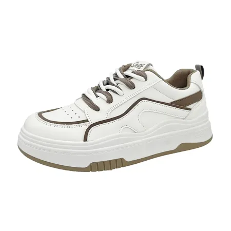 

Women‘s Colorblock Lace Up Low Top Sneakers Faux Leather Lightweight Plain Toe Women‘s Shoes