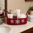 thumbnail image 4 of BSJJY Christmas Woven Storage Basket, Red Cotton Rope Organizer Snowflake Embroidery with Handles for Bathroom, 12.99x5.91x3.94 Inch, 4 of 8