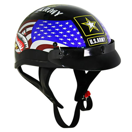 Outlaw Helmets Outlaw T70 'Army' Officially Licensed Motorcycle Half Helmet Black