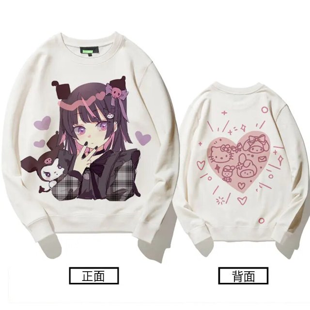 Sanrio Kulomi Joint Crewneck Pullover Hoodie Female Animation Around Girls Coat Children Clothes Spring And Autumn HOEMLIN