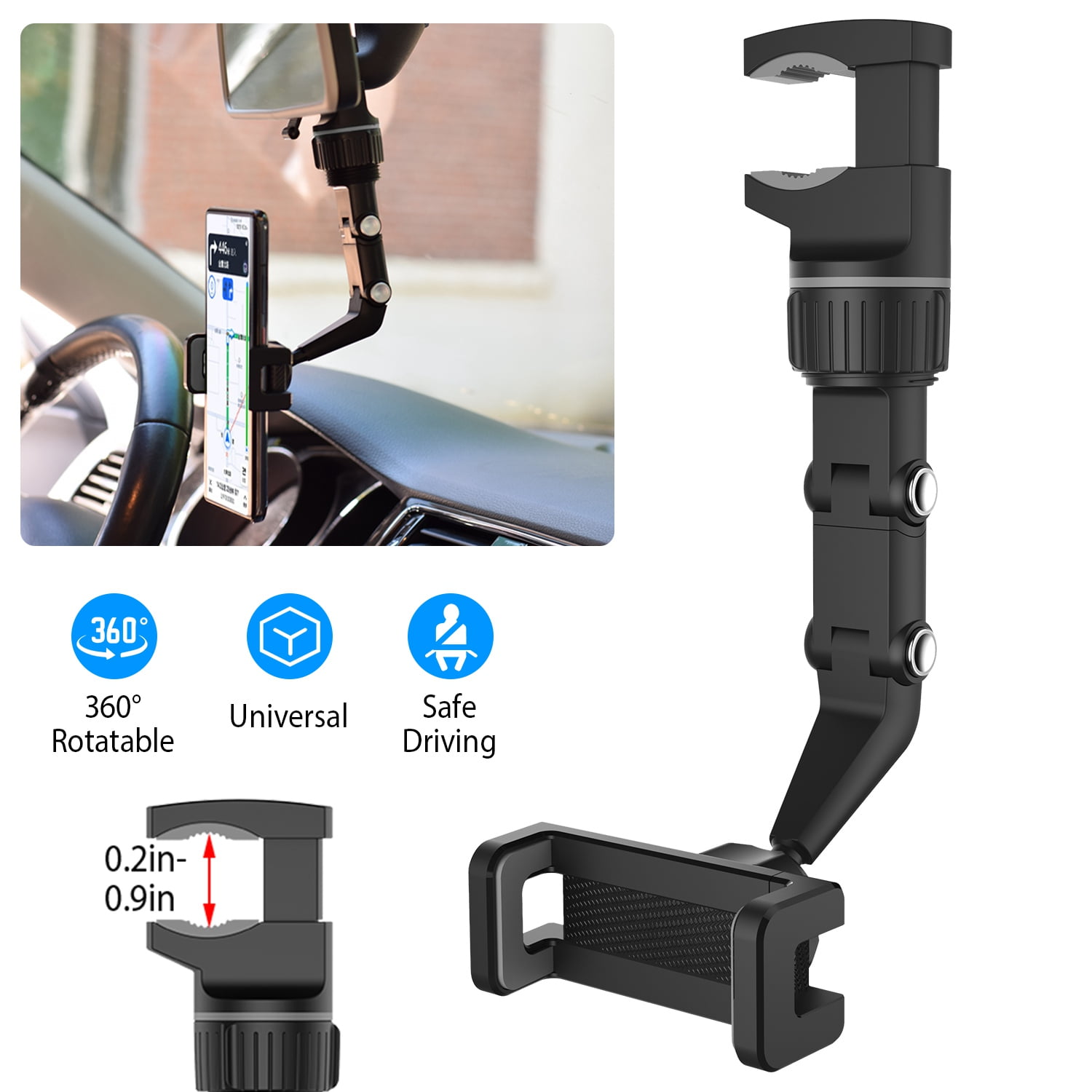 360° Rear View Mirror Phone Holder, iMounTEK Universal Car Phone Holder