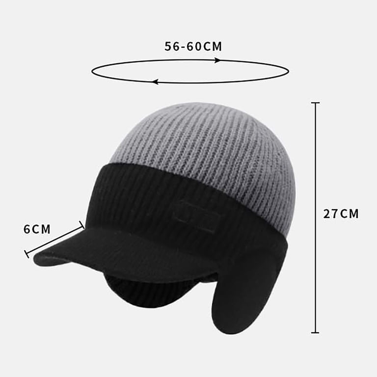Fleece Lined Winter Beanie with Earflaps Windproof Thermal Knit Hat Cold Weather Unisex Knitted Hat with Brim and Ear Flaps, Winter Beanie  main image 4