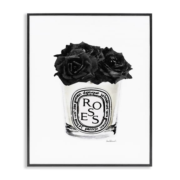 Stupell Industries Eclectic Fashion Designer Rose Flower Glass Black Watercolor Black Framed Giclee Art, 11 x 14, by Amanda Greenwood