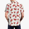thumbnail image 3 of Balery Hand Drawn Watermelon Printed Men’s Short Sleeve Polo Shirt, Midweight Men's Shirt,Golf Polo shirts -Small, 3 of 8