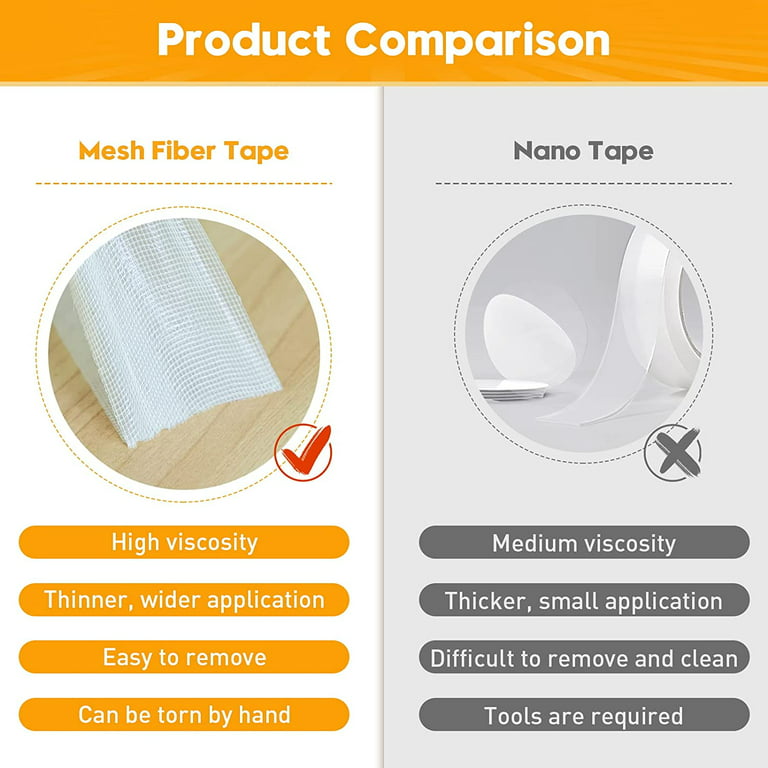 Double Sided Tape Heavy Duty Mounting Tape 2 In * 33 FT Two Sided Thin Self  Adhesive Tape High Tack Universal Clear Removable Double Sided Tape With F