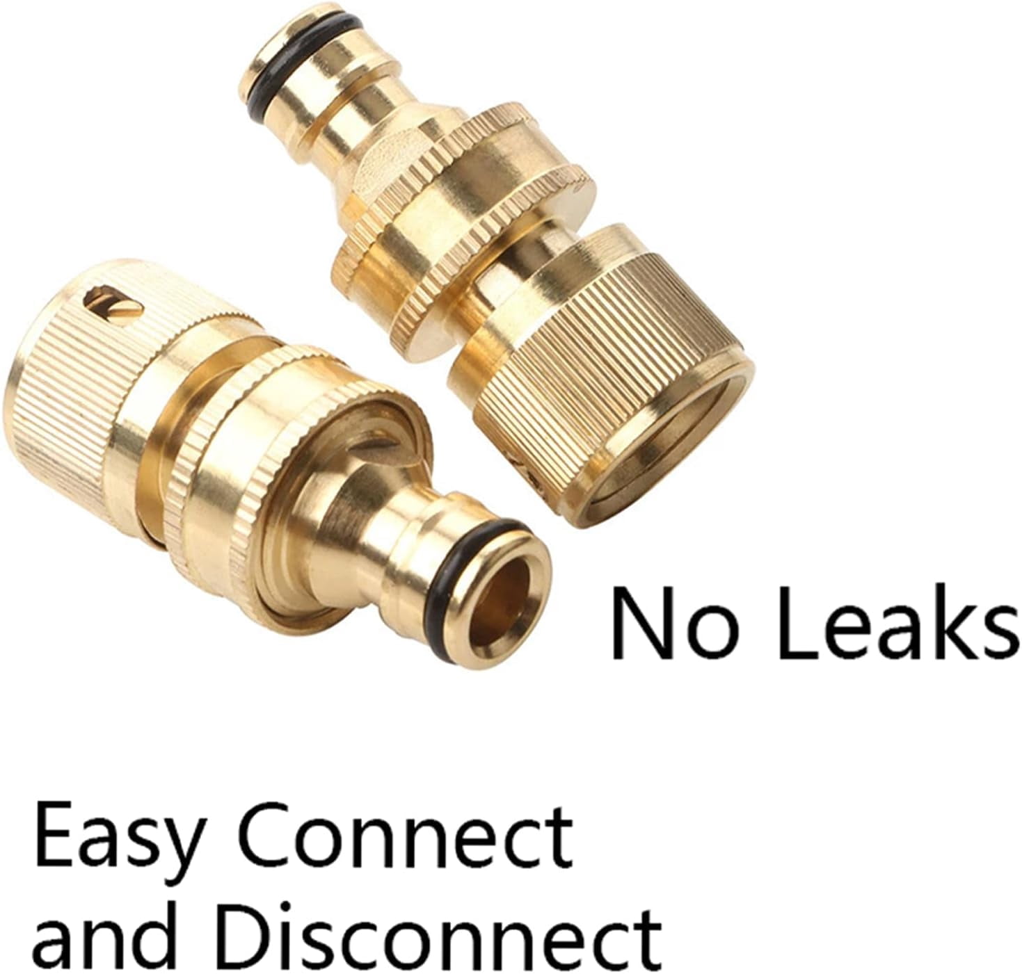 Garden Hose Quick Connector, Solid Brass Standard 3/4 inch GHT Threaded Couplings,Garden Hose Quick Connect Fittings Kit, Easy to Install,No-Leak Water Female and Male Connector (4-piece set)