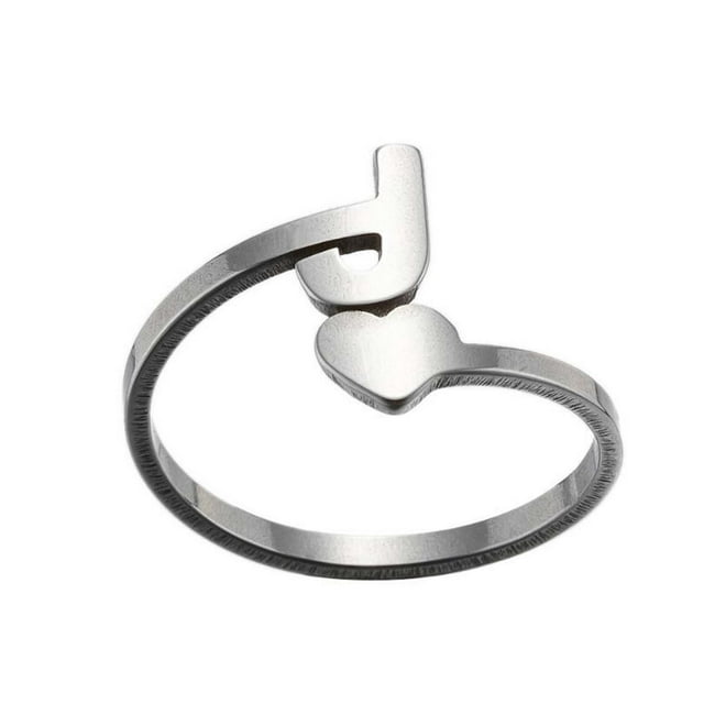 Weiqiqre Ventes de la Saint-Valentin Mode 26 Bagues à Ouverture Lettre Anglaise Acier Inoxydable Bijoux Rétro