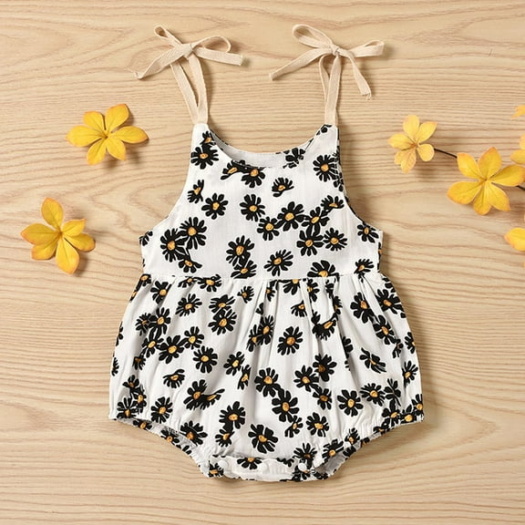 XMMSWDLA Toddler Girl Clothes Summer Baby Girls Flowers Straps Sleeveless Jumpsuit Casual Bodysuit Clothes