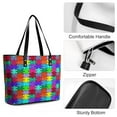 thumbnail image 4 of Colorful Puzzle Piece Woman Leather Handbags Large Tote Bag Fashion Portable Handbags With Zipper, 4 of 7