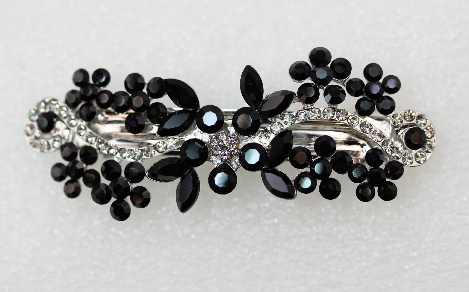 Faship Gorgeous Black Crystal Flower hair Barrette