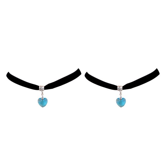 Jumpingount Collar decoración terciopelo chica clavícula cadena colgante moda damas cuello joyería compromiso esposa madre gargantilla Azul 2piezas
