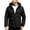Black, variant on fatyb Mens Quilted Jacket Hooded Puffer Outerwear with Zipper Pockets Winter Warm Full Zip Snow Coat