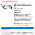 thumbnail image 2 of Right Mirror - Compatible with 1992 - 1994 Chevy Blazer Sport Utility 2-Door 1993, 2 of 2