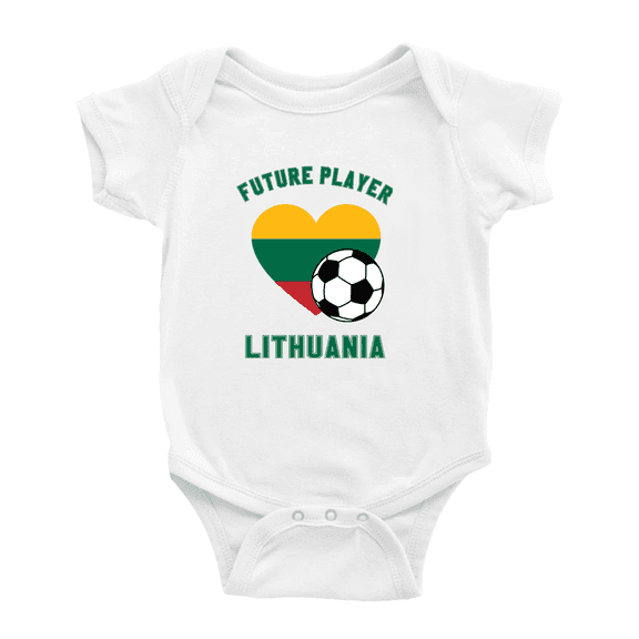 Future Soccer Player Lithuania Soccer Fan Cute Baby Rompers (White, 0-3 Months)