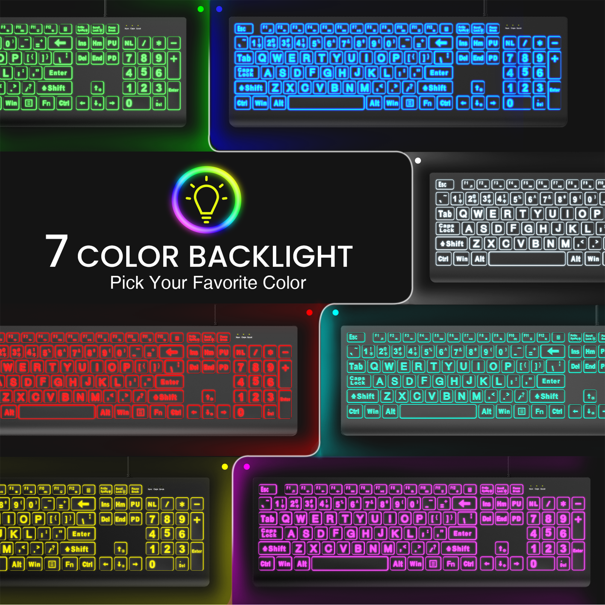 Wagpak Large Print Backlit Keyboard, Wired photo 3