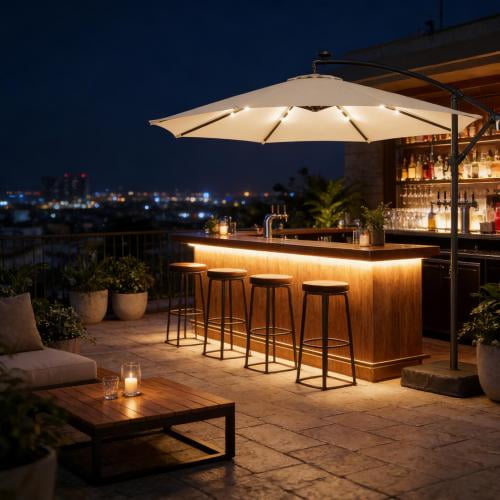Parasol d'Extérieur Élégant, Parasol de Piscine, Parasol de Patio à Levier