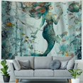 thumbnail image 4 of Orinice Mermaid Fish Seaweed Tapestry Wall Hanging Unique Style Graphic Tapestries for Home Decor Living Room Bedroom Apartment Farmhouse Dorm 40x60inch, 4 of 6