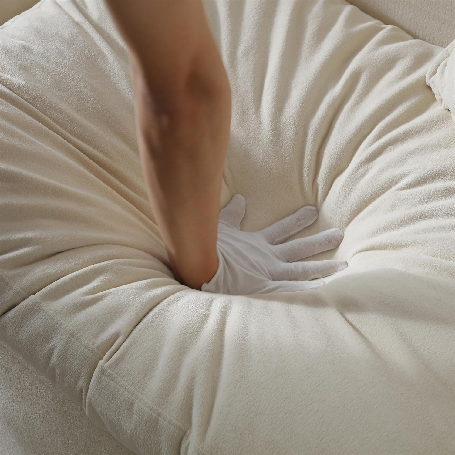 Demi Bonn 149" Cloud Sectional Sofa with L-Shape Chaise, Modern Deep Seat Modular Couch, Velvet Upholstered for Living Room or Bedroom, No Assembly Needed, Beige