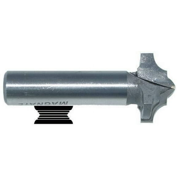 Magnate 7561 Shallow Classic Point Carbide Tipped Router Bit — 1/4" Radius; 1" Cutting Diameter; 1/2" Shank Diameter; 1/2" Cutting Height; 2" Shank Length