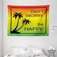 thumbnail image 1 of Rasta Tapestry, Don't Worry Be Happy Music Quote of Iconic Singer Palms Ombre Colors, Wall Hanging for Bedroom Living Room Dorm Decor, 80W X 60L Inches, Black Red Green and Yellow, by Ambesonne, 1 of 2