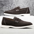 thumbnail image 4 of Men's Genuine Leather Loafers Slip-On Moccasins Suede Dress Shoes, Lightweight and Breathable with Rubber Sole Stylish Mens Loafers Brown 13 US, 4 of 5