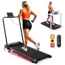 Folding Walk Pad Treadmills with 9% Incline and  Handle Bar, 3HP Compact Treadmill Under Desks Walking Pad with APP & 3 Colors RGB Lights, Treadmills For Home Office 1-10 KM/H & Suction Cup Bracket