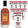 Nkd Distillery Whiskey Alternative Premium Non-Alcoholic Spirit 750 ML Bottles w Owen’s Mixers Ginger Beer 8.2 OZ Cans - Perfect for Mocktails - A
