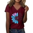 thumbnail image 2 of Womens Short Sleeve Tops Women's Graphic Shirts Sunflower Pattern Print Crew Neck Short Sleeve Tees Loose Tshirts Cute Casual Teacher Outfits Tops for Women, 2 of 5