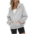 thumbnail image 2 of Ashirexll Womens Long Sleeve Tops, Zip Up Hoodie Women, Zippered Cardigan Hooded Sweater Coat Long Sleeve Casual Jacket, 2 of 7