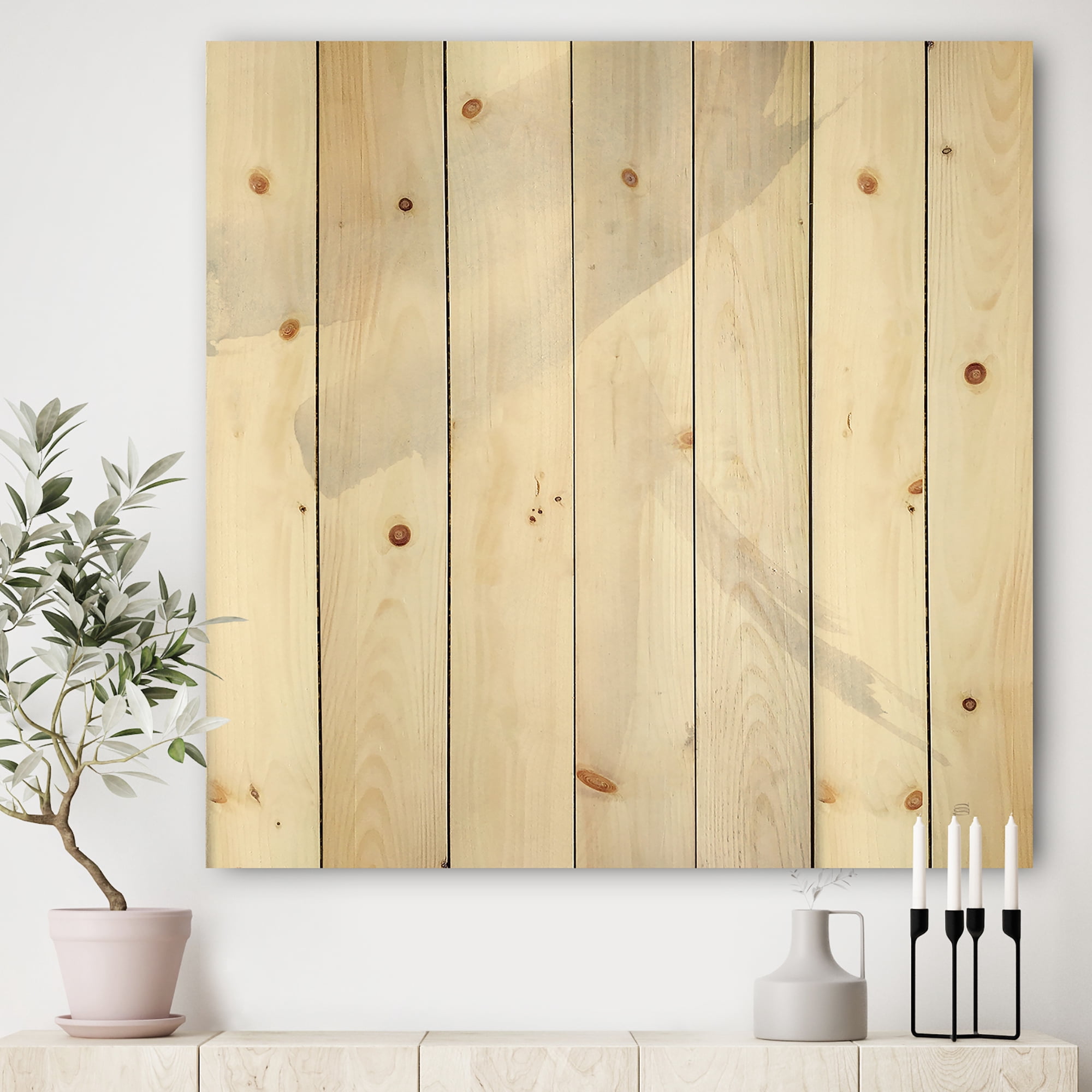 Designart 'minimal geometric Zen II' Transitional Print on Natural Pine Wood