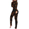 thumbnail image 3 of DYMADE Women Halloween Printed Buttons Long Sleeve Jumpsuit, 3 of 6