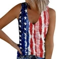 thumbnail image 2 of Dorinao American Flag Tank Top Women 4Th of July Shirts Button V Neck Knit Ribbed Tops Casual Colorful Printed Patriotic Tees, Blue, 5XL, 2 of 5