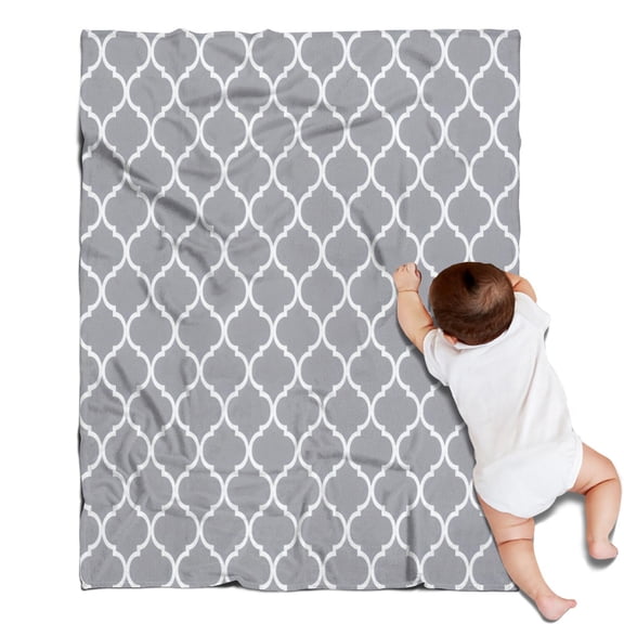 Gray Geometric Quatrefoil Pattern Blanket,Comfortable Soft Flannel Throw Blanket,All Season,Warm Lightweight Blankets for Sofa Bed Couch Living Room Chair,30"x40"