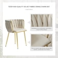 thumbnail image 2 of Tzicr Velvet Dining Chairs Set of 4, Modern Woven Upholstered Dining Chairs with Gold Metal Legs,Luxury Tufted Dining Chairs for Living Room, Bedroom, Kitchen (Beige), 2 of 6