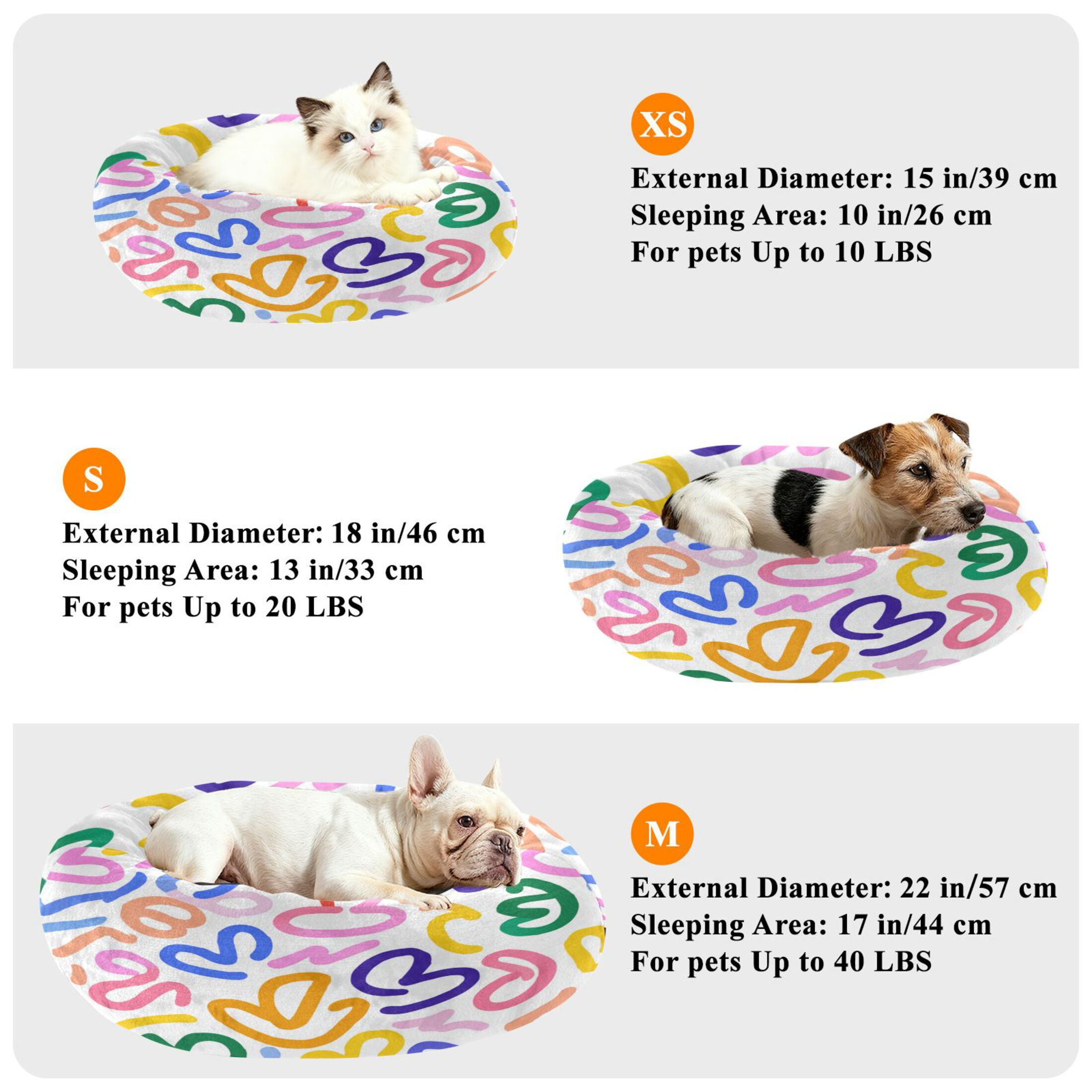 Iauyy Pet Couch Donut Cat Bed for Indoor Cats/Small Dogs Washable & Machine with Non-slip Bottom Calming Cat Furniture, Capture Love (M)