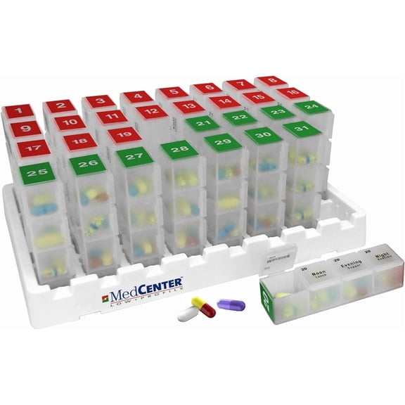 FSA/HSA Medcenter 31-Day Medication Organizer in Boxes with 4 Daily Compartments – Standard Size