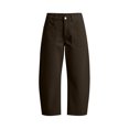 thumbnail image 5 of Barrel for Women Trendy Cropped High Waisted Patch Pocket Baggy Stretch Pants Casual Wide Leg Coffee L(L), 5 of 7