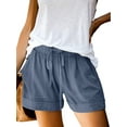 thumbnail image 1 of Avamo Ladies Mini Trousers Solid Color Short Pants High Waist Shorts Daily Wear Boho Bottoms Baggy Wide Leg Blue M, 1 of 2