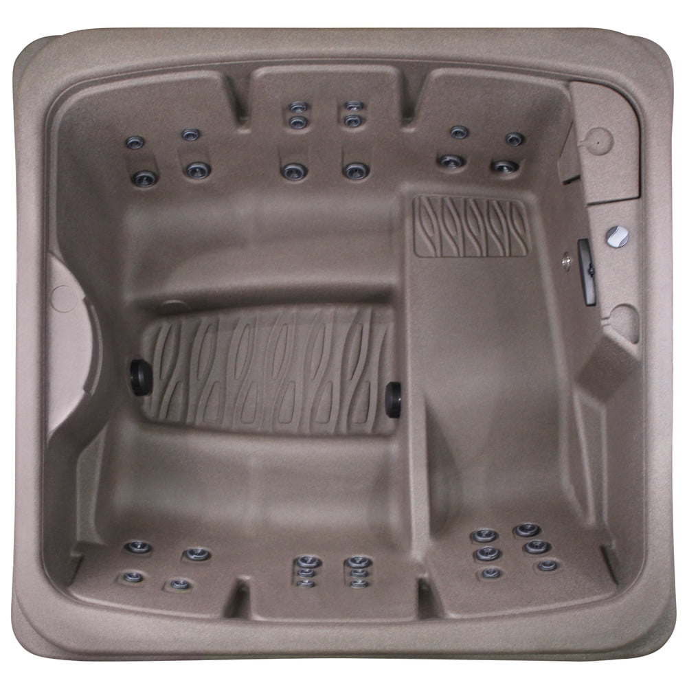 Origin 5‑Person 30‑Jet Lounger Plug & Play Hot Tub – 120V/240V, Stainless Steel Heater, Ozone System, Waterfall & LED Lighting (Mocha)