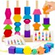 thumbnail image 1 of Juguetes Montessori para niños de 2, 3, 4 años, niño, niña, niño pequeño, juego de juguetes de secuenciación de cuentas de madera Montessori, cuentas de cordones, bloques apilables y tallo apilador de, 1 of 5