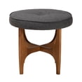 thumbnail image 3 of Baxton Studio Theo Japandi Greyish Beige Fabric and Walnut Brown Finished Wood Ottoman Footstool, 3 of 8