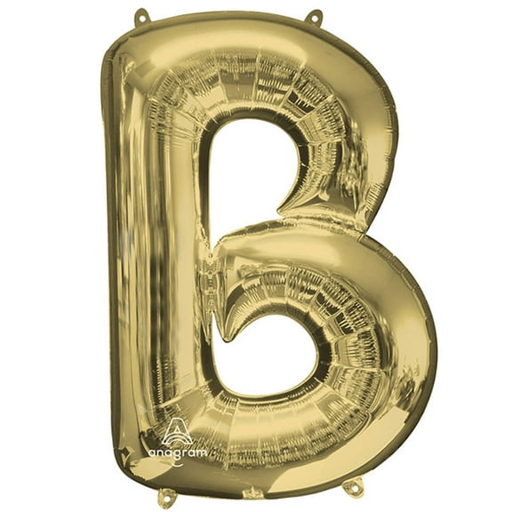 34 inch Letter B - Anagram - White Gold Foil Mylar Balloon - Party Supplies Decorations