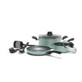 thumbnail image 1 of Starbasix Non-Stick Cookware Set, 8-Piece, 1.6QT & 4.8QT Saucepan with Lids, 9.5" Fry Pan, Turner, Slotted Spoon, Spaghetti Server, Stackable, Dishwasher Safe, Sage, 1 of 4