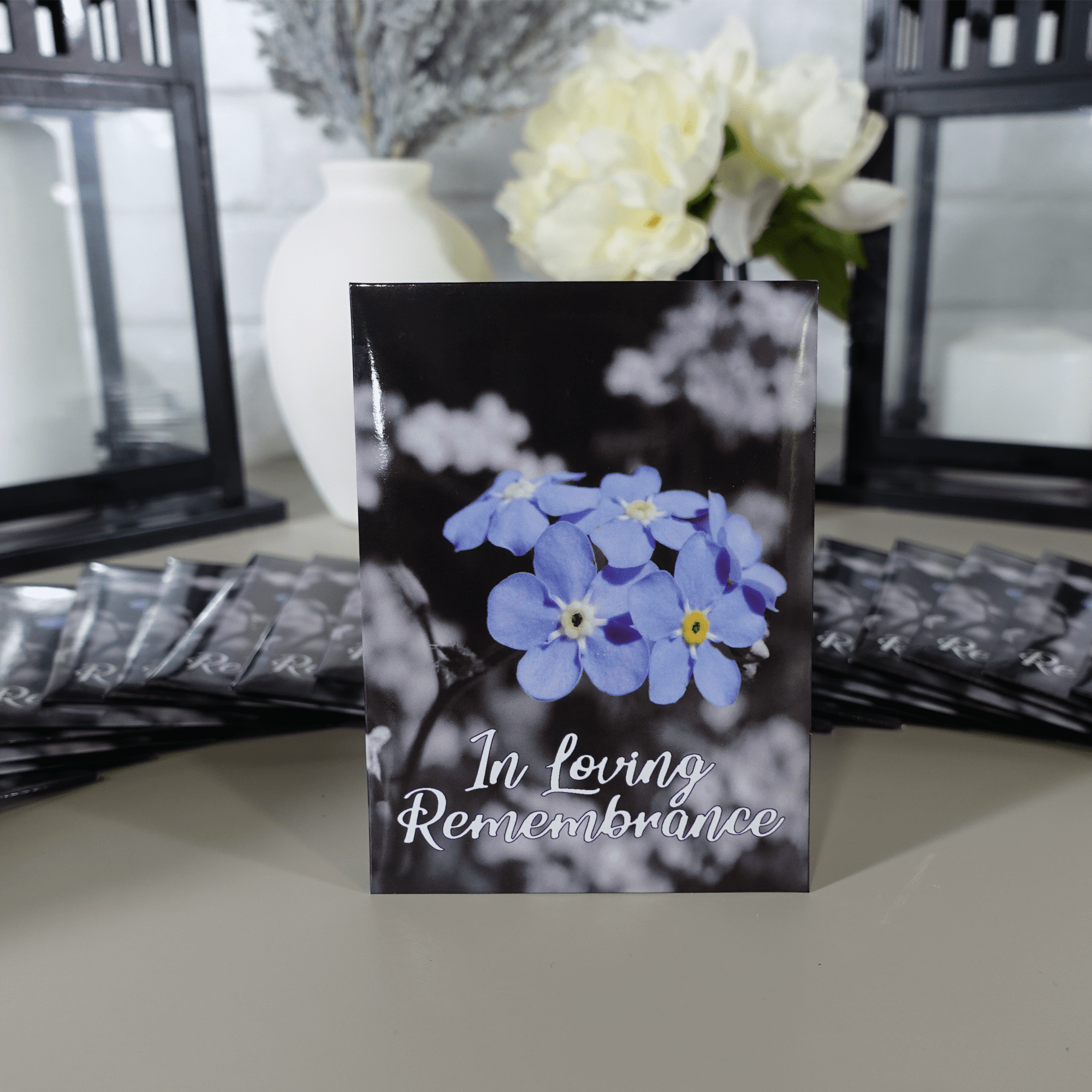 100pc Premium Pre-Filled Forget Me Not Seed Packets: Favors for Funerals, Memorial and Celebration of Life Decorations, Perfect Funeral & Celebration of Life ideas