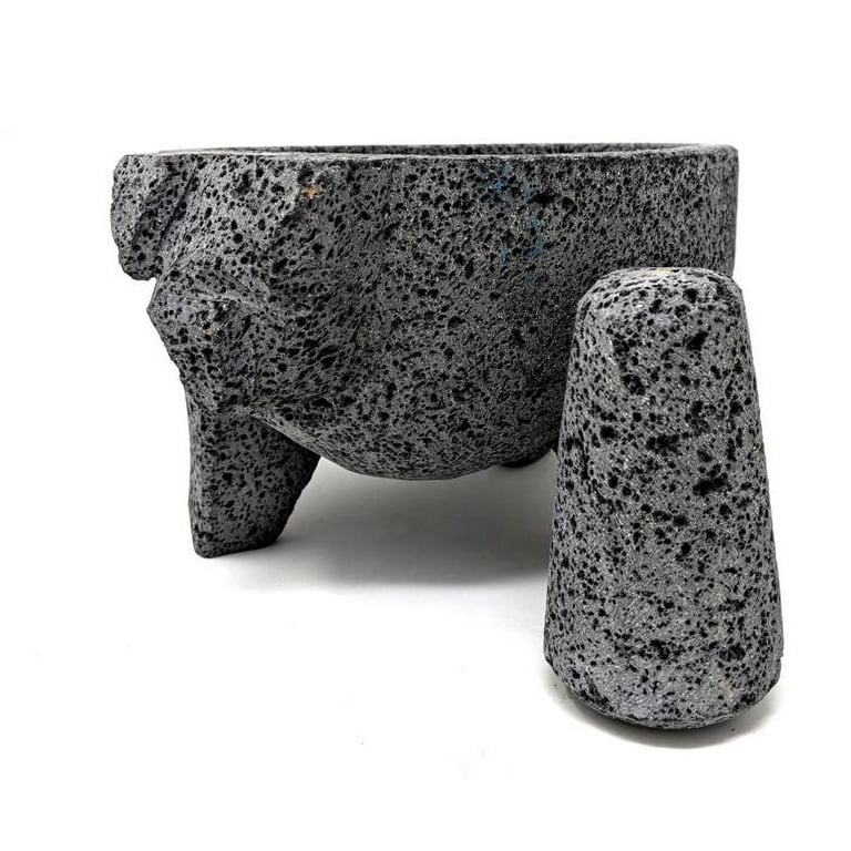 Pig Head Molcajete - Black Lava Stone Bowl