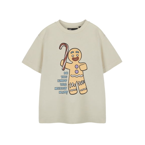 Shrek Gingy Unisex Kids Oatmeal Short Sleeved T-Shirt | 5-6 Years | Made by Vanilla Underground